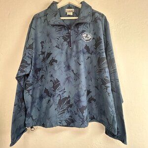 Roche Men's Windbreaker Golf Jacket Pebble Beach 1/4 Zip Floral Blue Sz X-Large